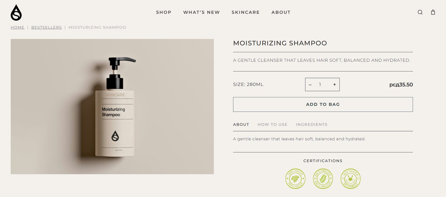 A single product page